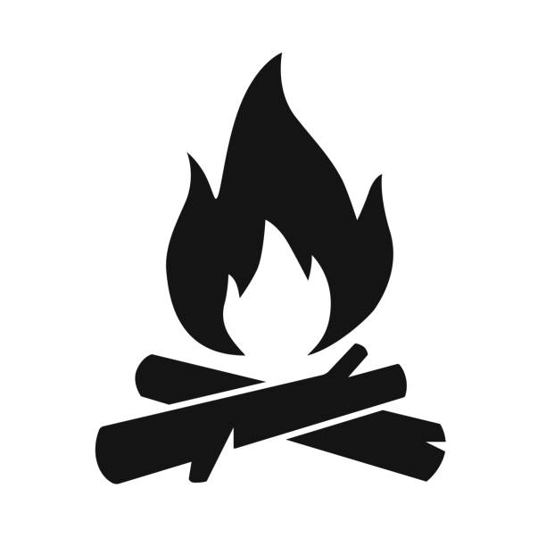 Campfire symbol bonfire vector icon Campfire symbol and bonfire flame vector illustration icon firewood stock illustrations