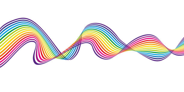 ilustraciones, imágenes clip art, dibujos animados e iconos de stock de abstracto colorido arco iris joy waves - light waving rainbow vector