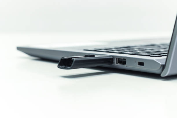 istock Device USB Drive for Save and Backup Data connect to USB Port for Laptop transfer data or save data 1417655802