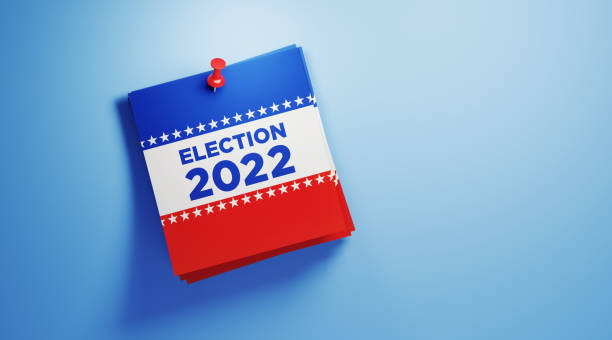 Midterm Election 2022 Calendar On Blue Background Midterm Election 2022 calendar on blue background. Horizontal composition with copy space. 2022 USA Midterm Election concept. midterm election stock pictures, royalty-free photos & images