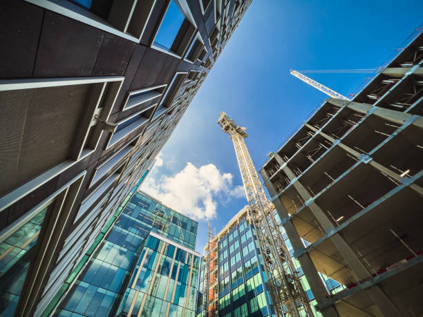 istock Futuristic architecture under construction in the city 1417656045