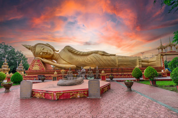 istock A reclining Buddha statue at Wat Pha That Luang lacated in Vientiane, Laos. 1417657892