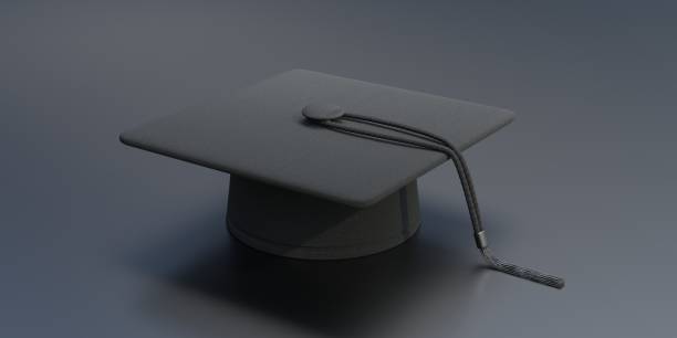 istock Student cap, College and high school Graduation hat on black background 1417657900