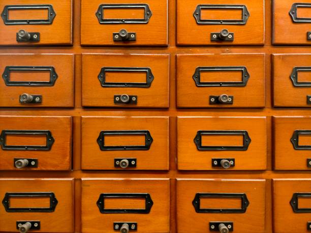 istock Old brown wooden locker background. 1417664348