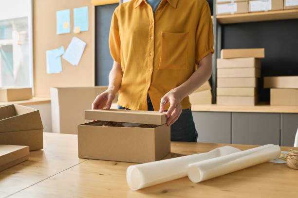 istock Woman packing order in the box 1417664386