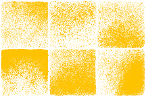 Set of grunge yellow backgrounds. Isolated shapes on a white background