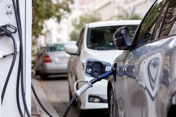 istock EV car on a public charging station outdoors. 1417665044