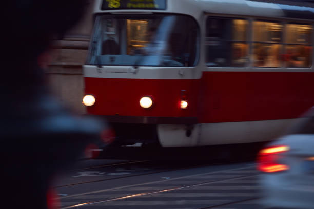 Tram public transportation in Praha, Czech republic.