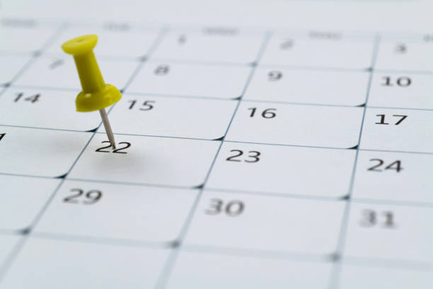istock Embroidered pins on a calendar 1417665824