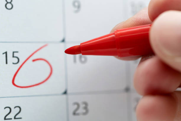 istock Red mark on the calendar at number 15 1417665883