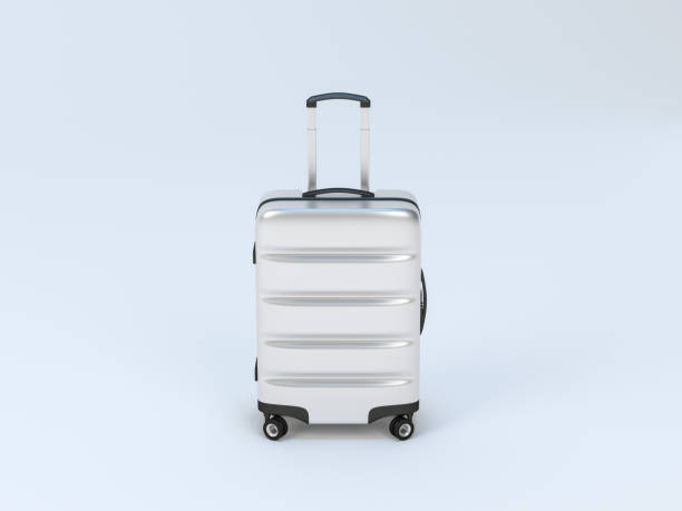 istock Silver Metal Luggage mockup, Suitcase on light background 1417667427