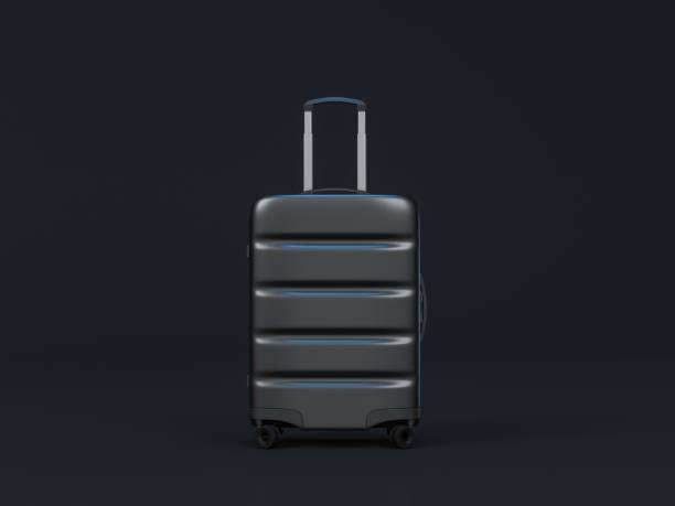 istock Black Metal Luggage mockup, Suitcase on dark background 1417667428