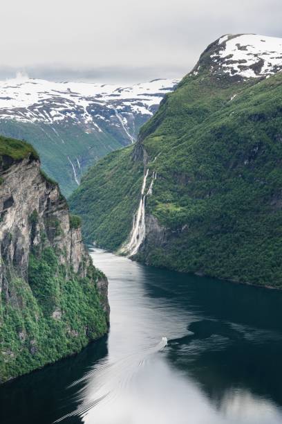 istock Mesmerizing view of the river and snowy mountains 1417671846