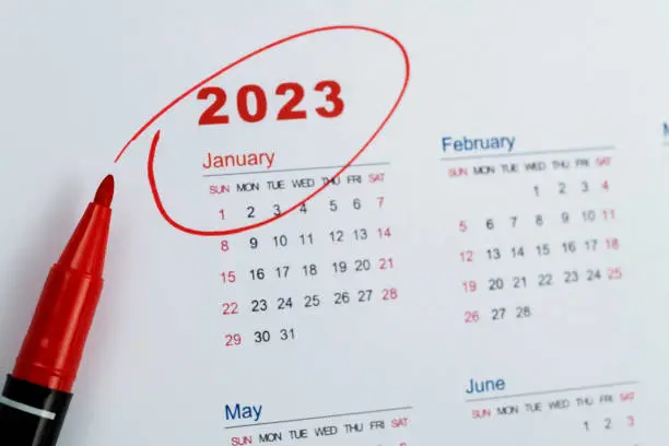Photo of Red mark on the calendar at January