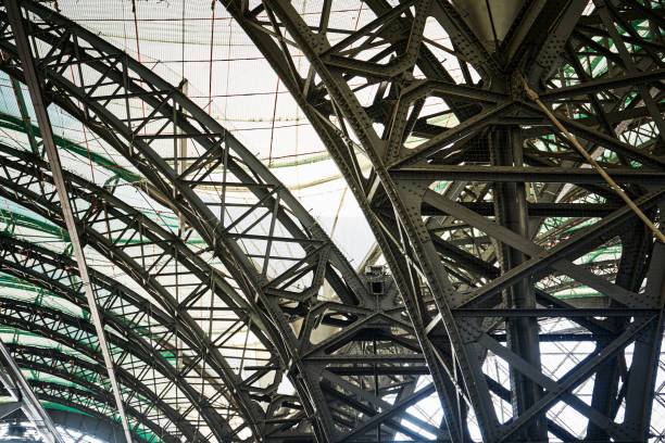 istock Low angle view of metal ceiling structures in Hauptbahnhof Dresden 1417680497