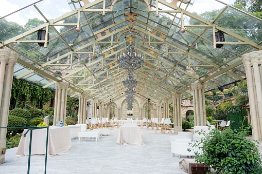 A wedding banquet hall in the greenhouse