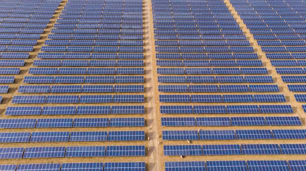 istock Drone shot of The Solar Panel Farm in UK 1417685758