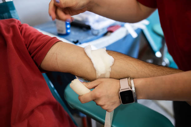 Mature man gets IV drip