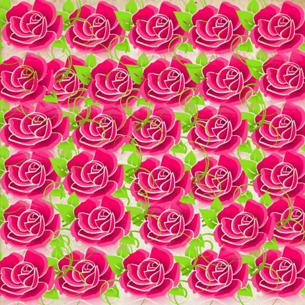 Red rose template with green leaves background. Illustrations.