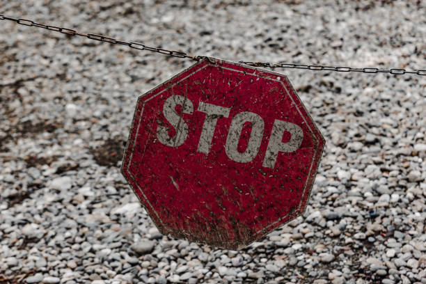 istock Private property or parking forbidden access sign that says 
