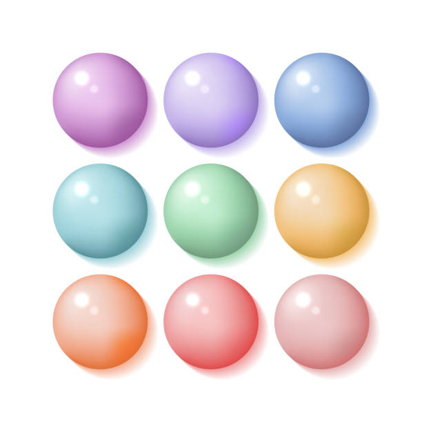 istock Glossy solid pastel rainbow colours of spheres, candies, buttons, balls or badges mockup template. Isolated on white background with shadow. Realistic vector illustration. 1417696316