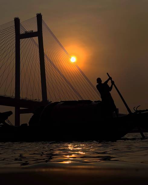 istock Sunset silhouette at Princep ghat 1417699345