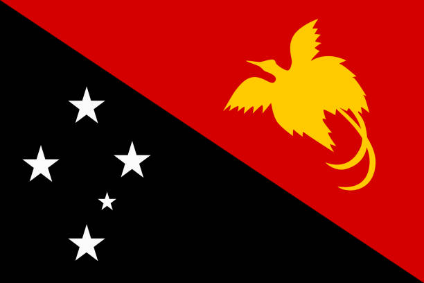 Flag of Papua New Guinea. Official colors. Flat vector illustration Flag of Papua New Guinea. PNG national banner and patriotic symbol. Official colors. Flat vector illustration. Papua New Guinea stock illustrations