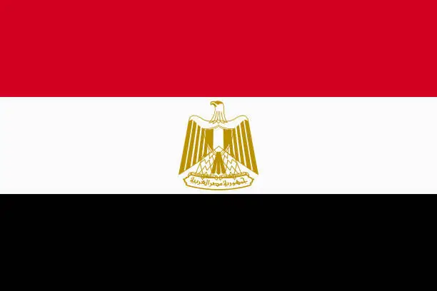Vector illustration of Flag of Egypt. Official colors. Flat vector illustration