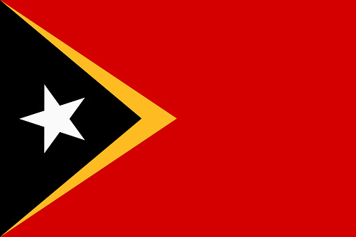 Flag of East Timor. Timor-Leste national banner and patriotic symbol. Official colors. Flat vector illustration.