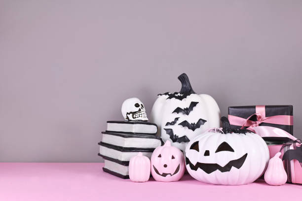istock Pink and white Halloween decor 1417703814