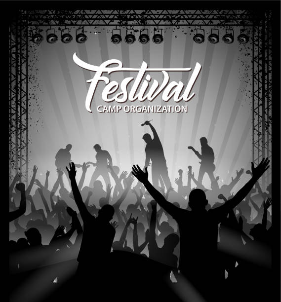 ilustraciones, imágenes clip art, dibujos animados e iconos de stock de cartel del concierto - ciclo de conciertos