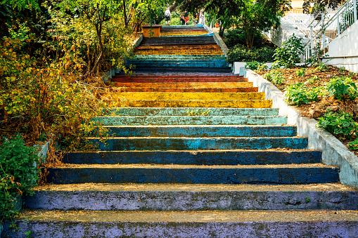 different colored urban staircase\nIstanbul, Turkey