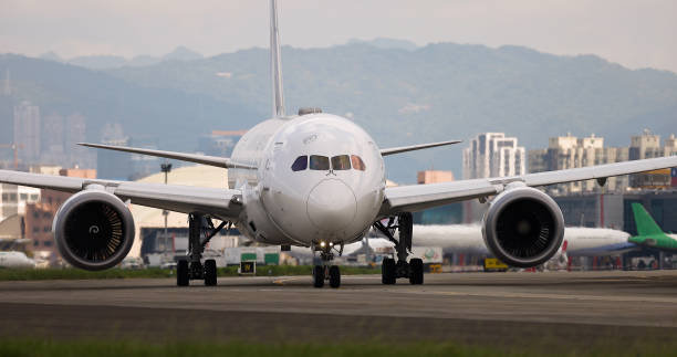 istock The plane taxiing ready to take off 1417721569