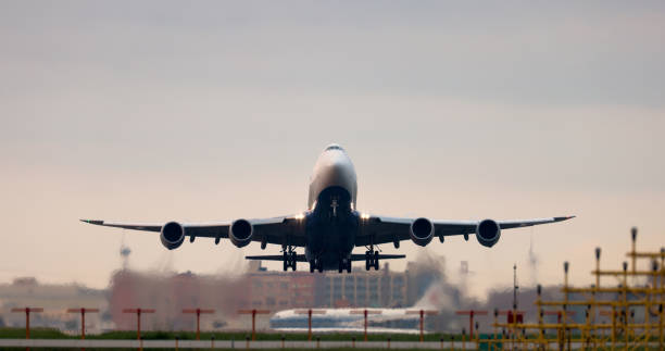 istock The plane takes off from the runway 1417721576