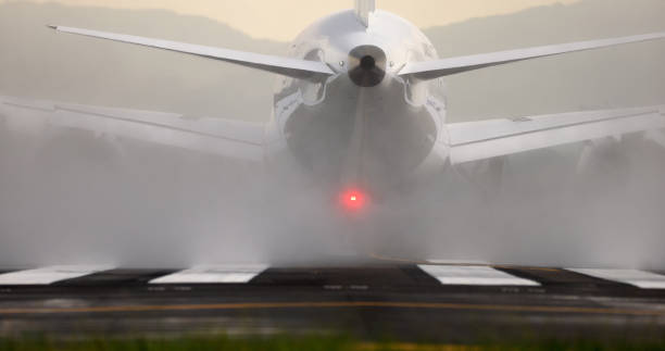 istock The plane takes off from the runway 1417721595
