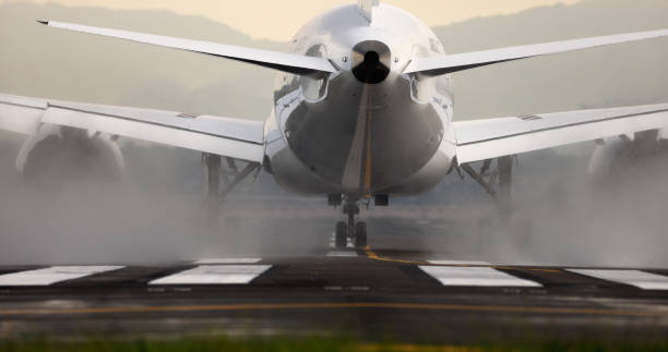 istock The plane takes off from the runway 1417721672
