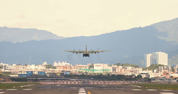 istock The military transport plane take off 1417721720