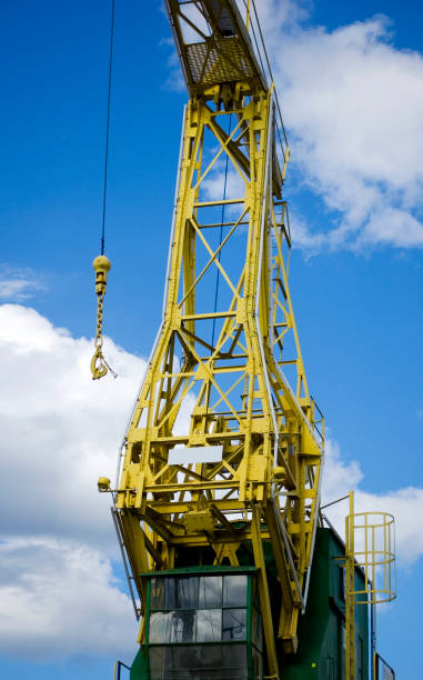 istock Yellow crane in cargo port. 1417722302