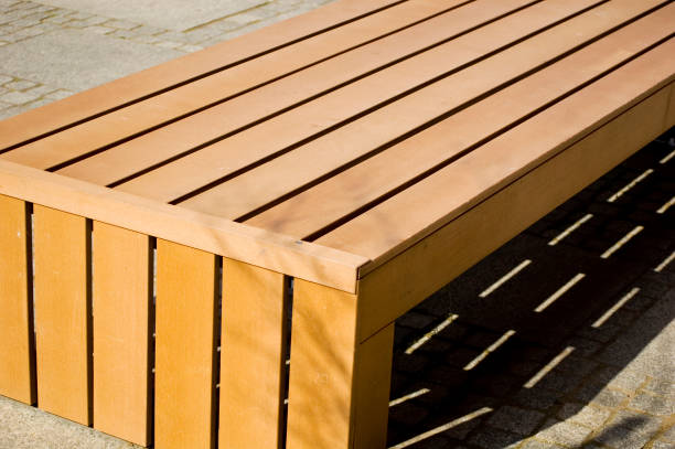 istock Wooden bench outdoors close up. 1417722325