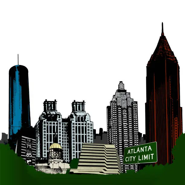 Vector illustration of Atlanta Georgia Cityscape Illustration