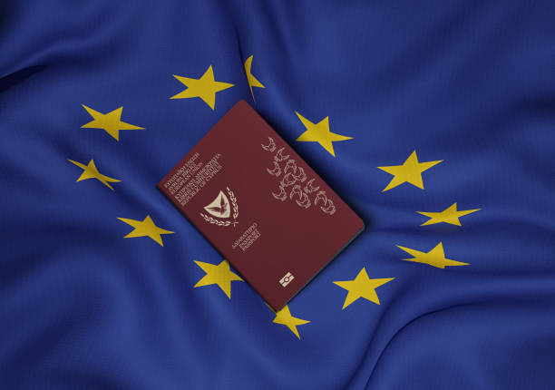 paszport cypryjski z flagą unii europejskiej w tle - cypriot culture zdjęcia i obrazy z banku zdjęć