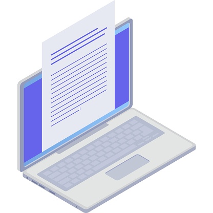 Esai Vector Tulis Esai Kertas Di Laptop Editor Teks Komputer Ilustrasi Stok - Unduh ...
