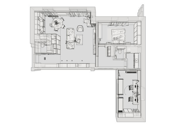 istock Modern interior design. Sketch of the apartment. 1417739716