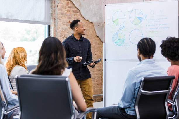istock During presentation, young male manager refers to graphs on whiteboard 1417742182