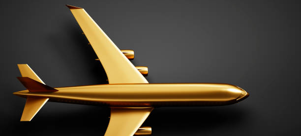 istock Golden airplane on background 1417743635