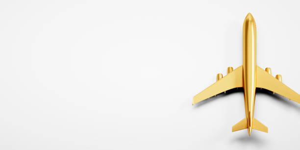 istock Golden airplane on background 1417743660