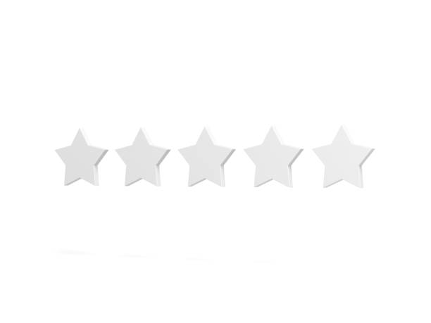 Five star rating. Customer feedback. Five stars isolated on white background. 3d illustration.