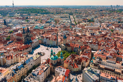 Vista aérea del casco antiguo de Praga en la República Checa photo