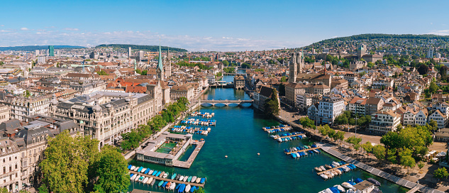 Aerial view of downtown Zurich,  Switzerland