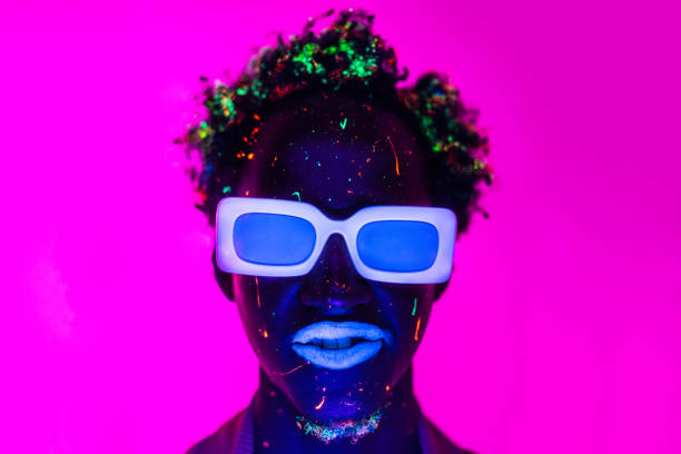 istock Pick neon headshot with sparkles in hair 1417752503